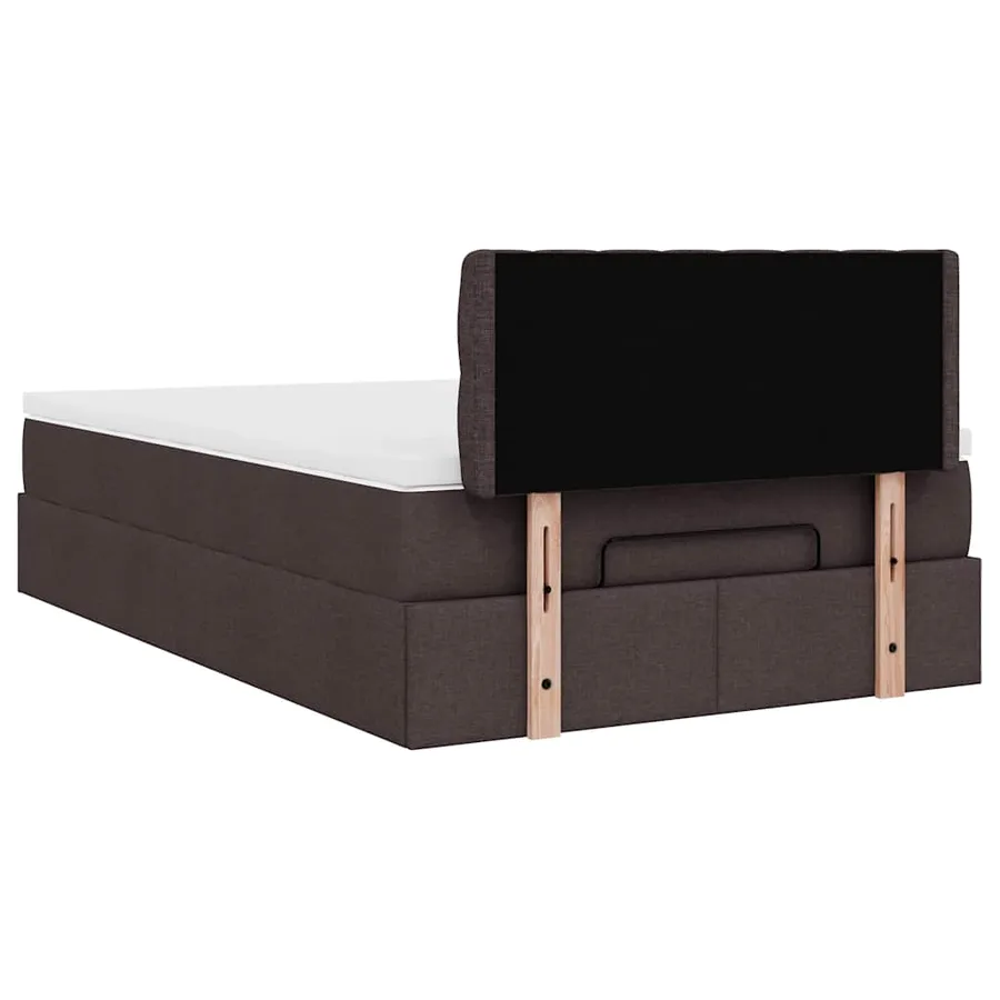 Cadre de lit ottoman avec matelas marron foncé 120x190 cm tissu - 11