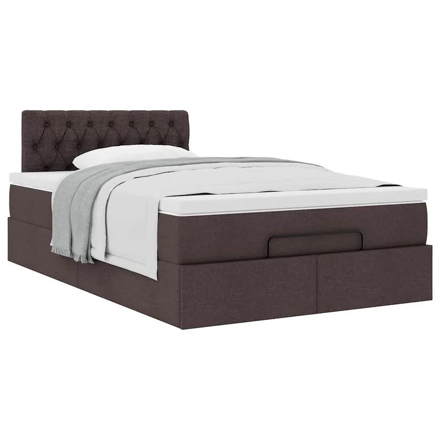 Cadre de lit ottoman avec matelas marron foncé 120x190 cm tissu - 5