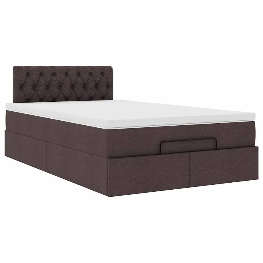 Cadre de lit ottoman avec matelas marron foncé 120x190 cm tissu - 6