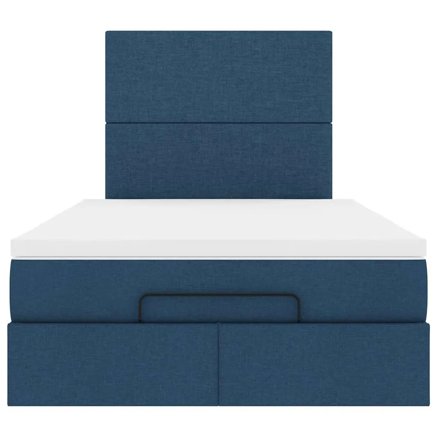 Cadre de lit ottoman avec matelas bleu 120x190 cm tissu - 7