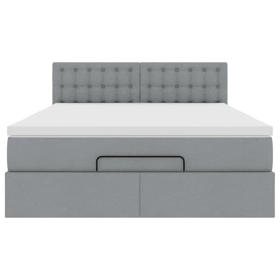Cadre de lit ottoman et matelas gris clair 140x200 cm tissu - 8