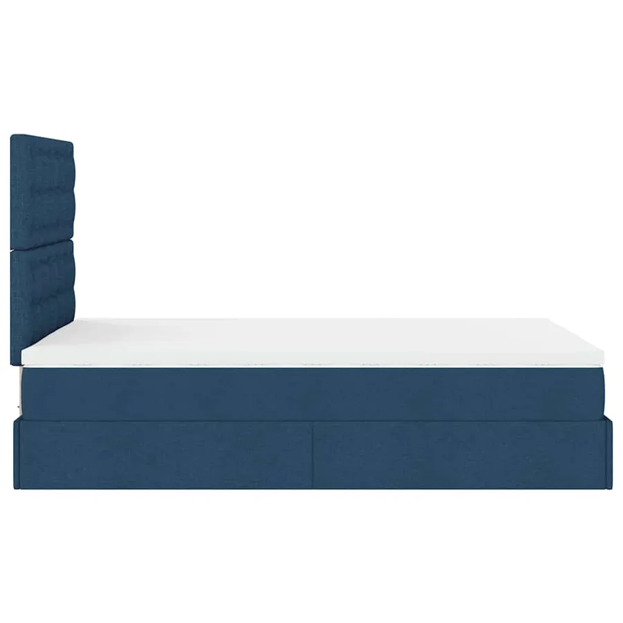 Cadre de lit ottoman avec matelas bleu 120x190 cm tissu - 10