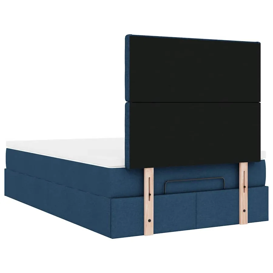 Cadre de lit ottoman avec matelas bleu 120x190 cm tissu - 11