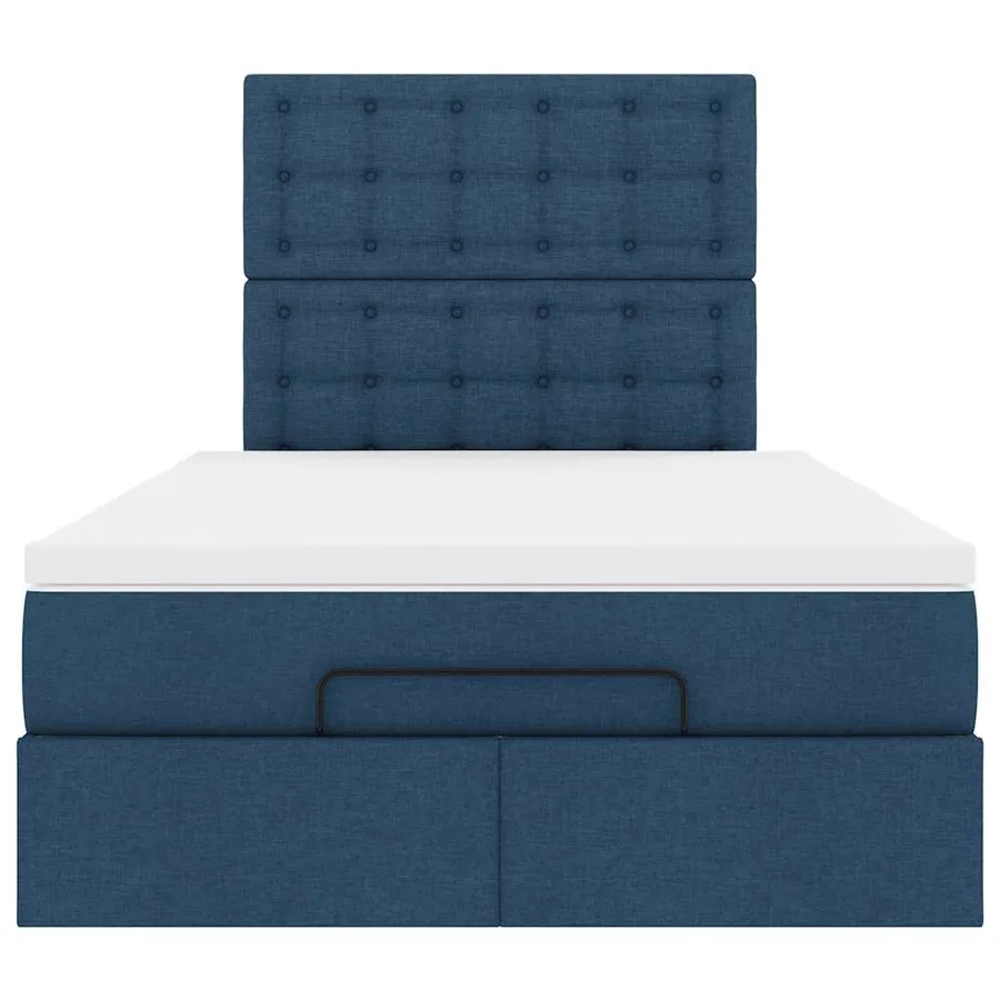 Cadre de lit ottoman avec matelas bleu 120x190 cm tissu - 7
