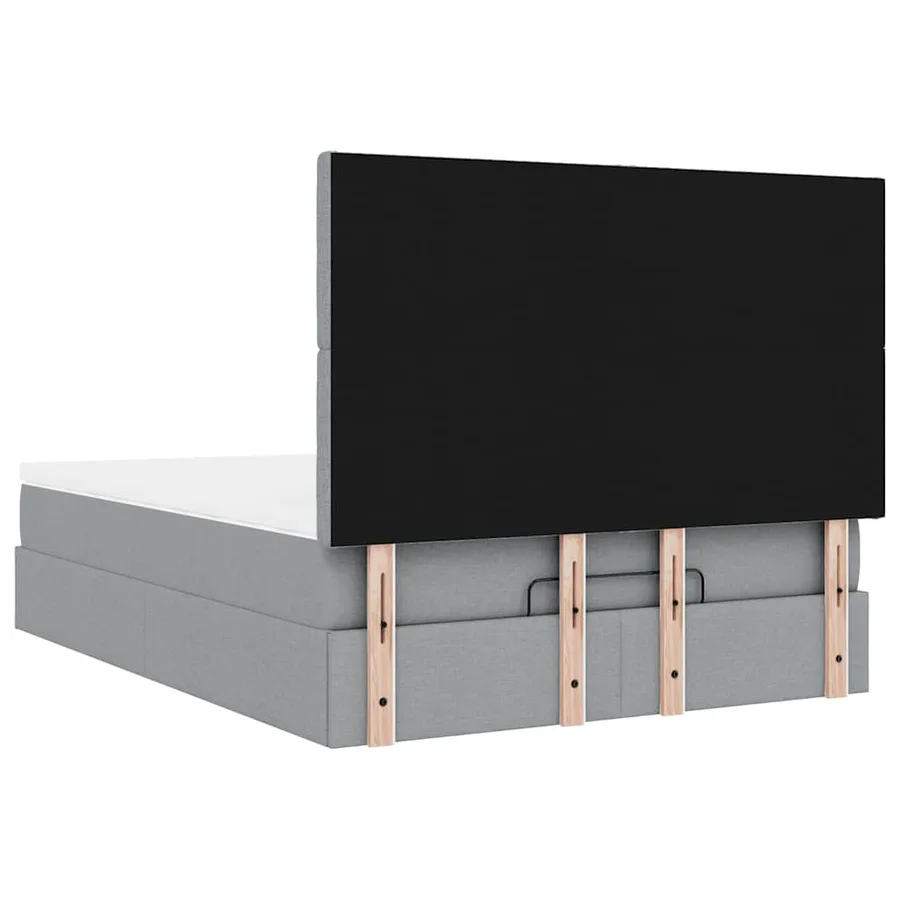 Cadre de lit ottoman et matelas gris clair 140x200 cm tissu - 11