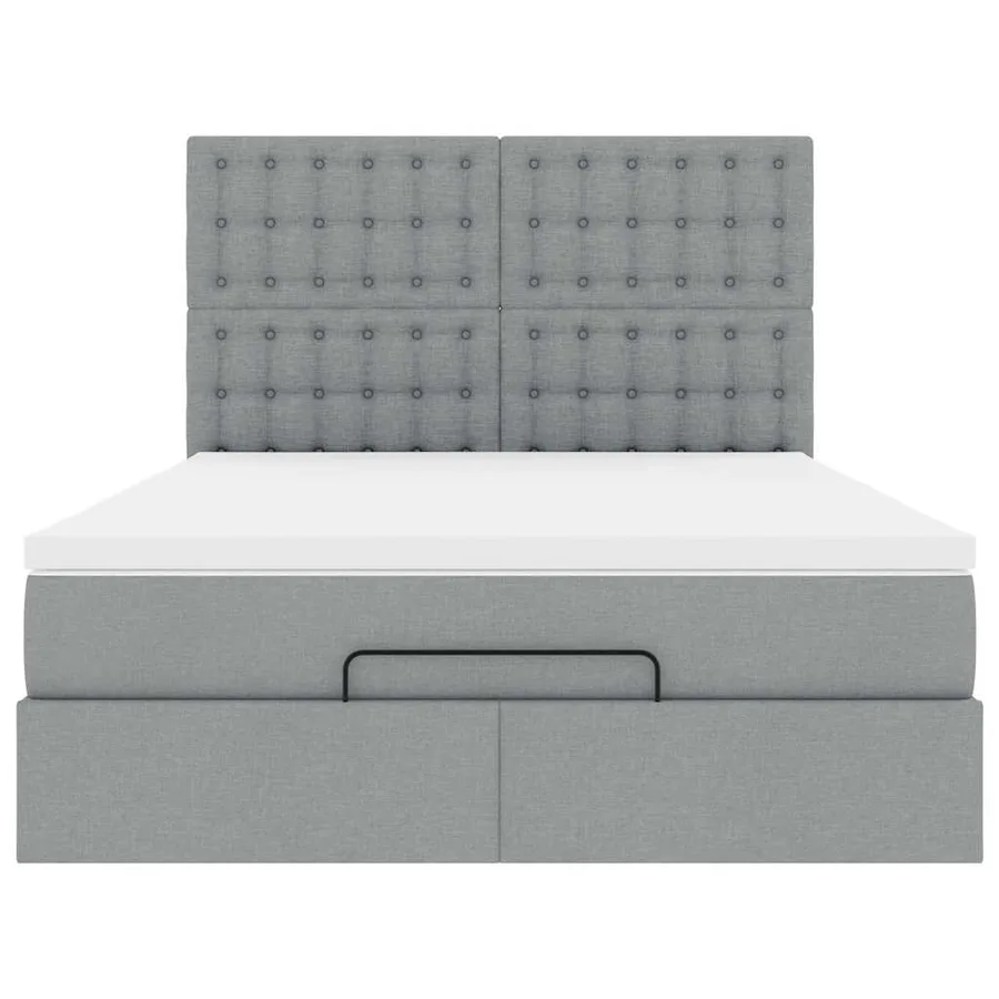 Cadre de lit ottoman et matelas gris clair 140x200 cm tissu - 7