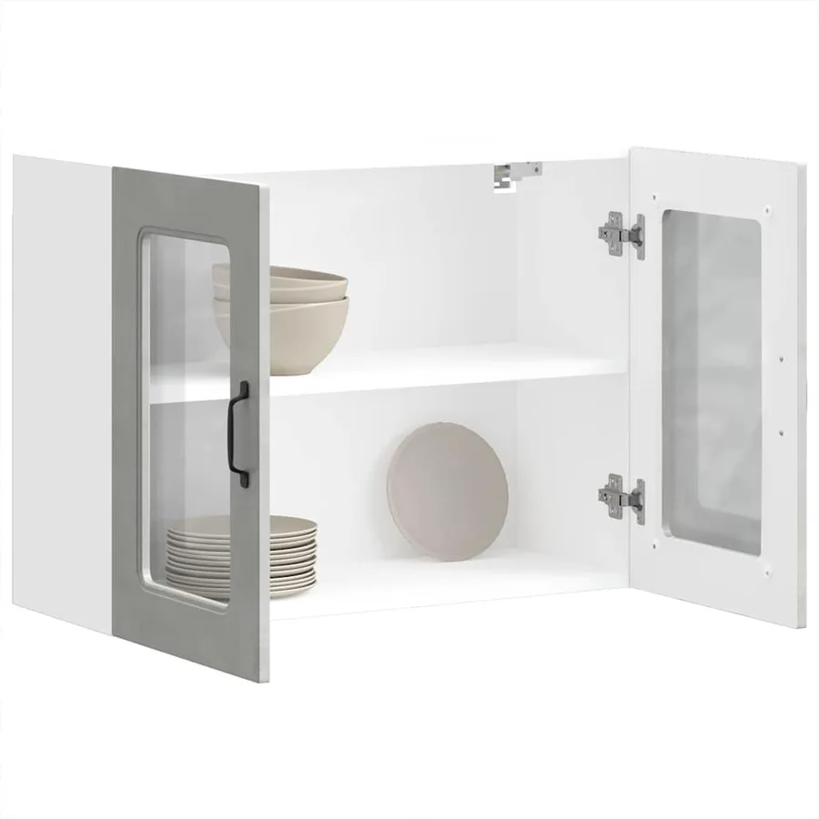 Armoire murale de cuisine avec porte en verre Kalmar gris béton - 5