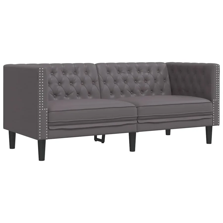Ensemble de canapé Chesterfield 3 pcs gris similicuir - 4