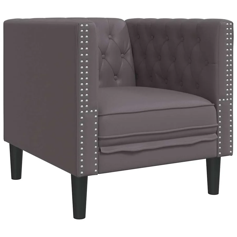 Ensemble de canapé Chesterfield 3 pcs gris similicuir - 5