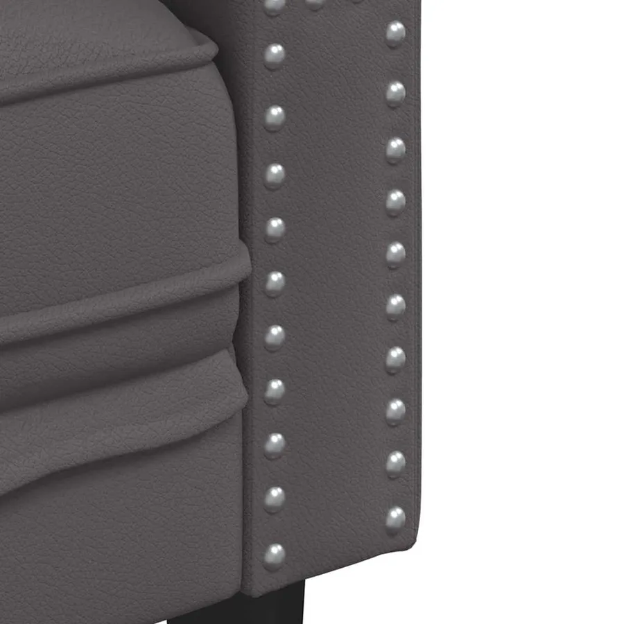 Ensemble de canapé Chesterfield 3 pcs gris similicuir - 6