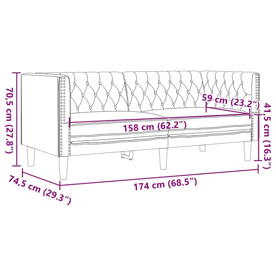 Ensemble de canapé Chesterfield 3 pcs gris similicuir - 9
