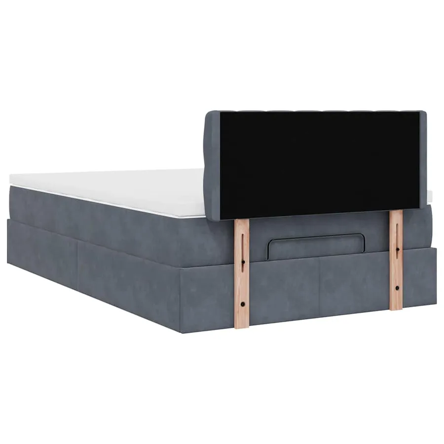 Cadre de lit ottoman et matelas gris foncé 120x200 cm velours - 10