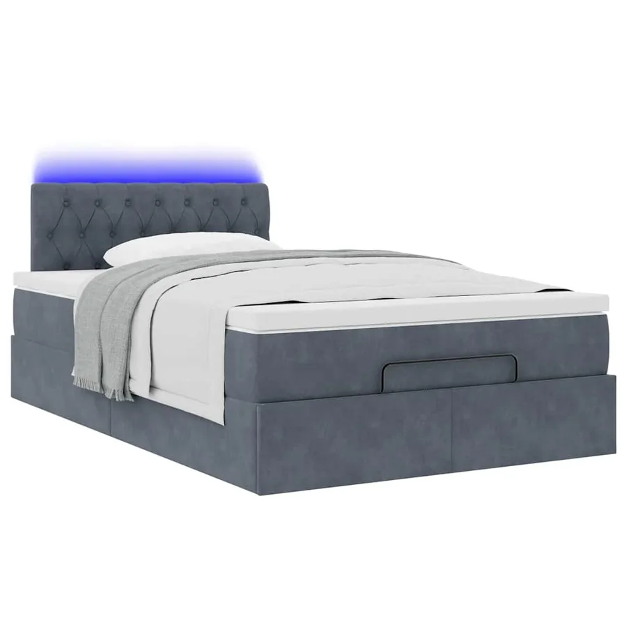 Cadre de lit ottoman et matelas gris foncé 120x200 cm velours - 3