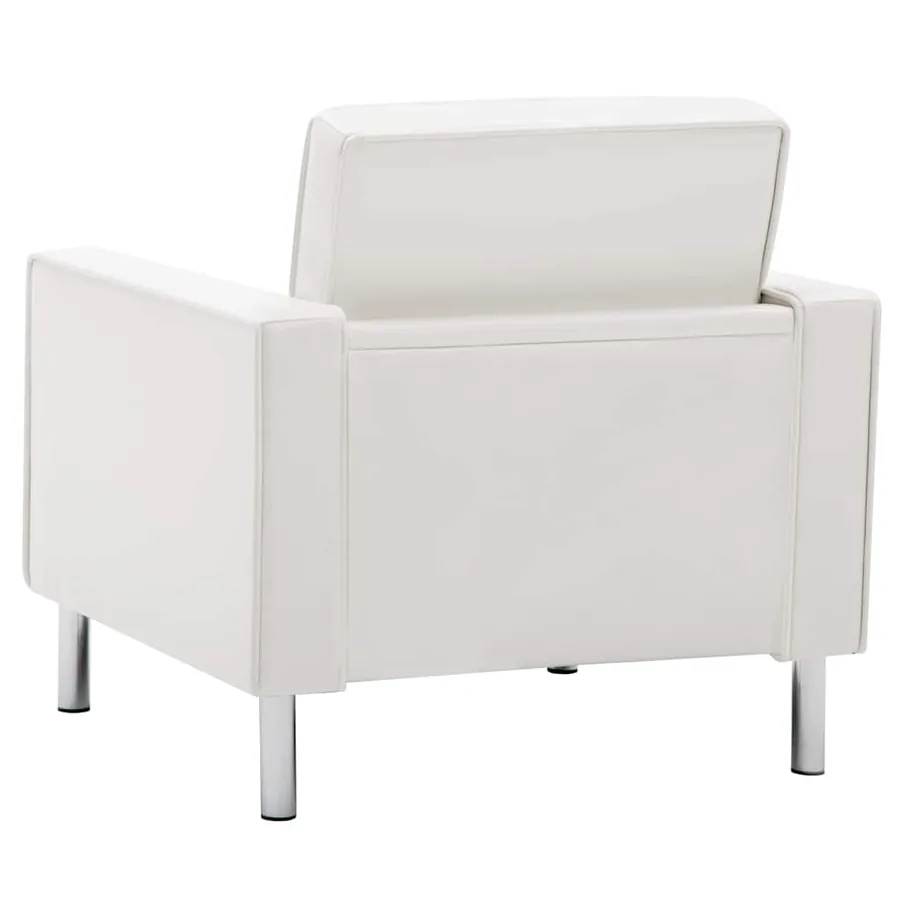 Fauteuil Blanc 75x70x75 cm Similicuir - 5