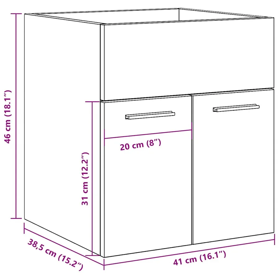 Armoire de lavabo de salle de bain gris béton 41x38,5x46 cm - 10