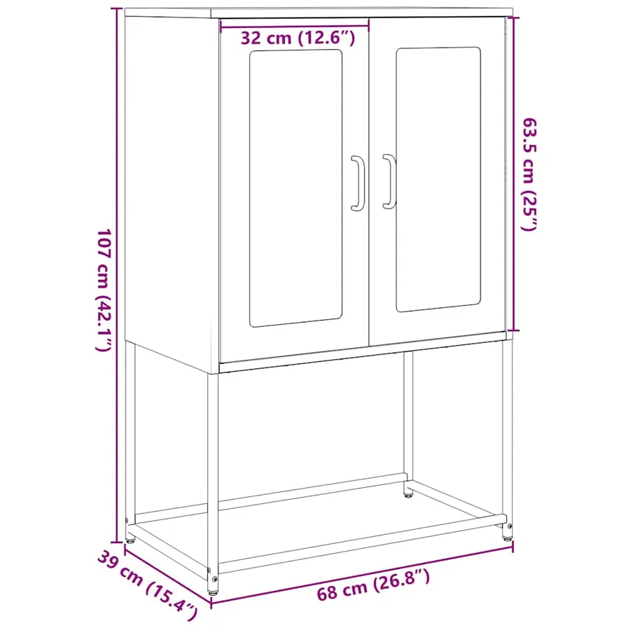 Buffet haut jaune moutarde 68x39x107 cm acier - 13