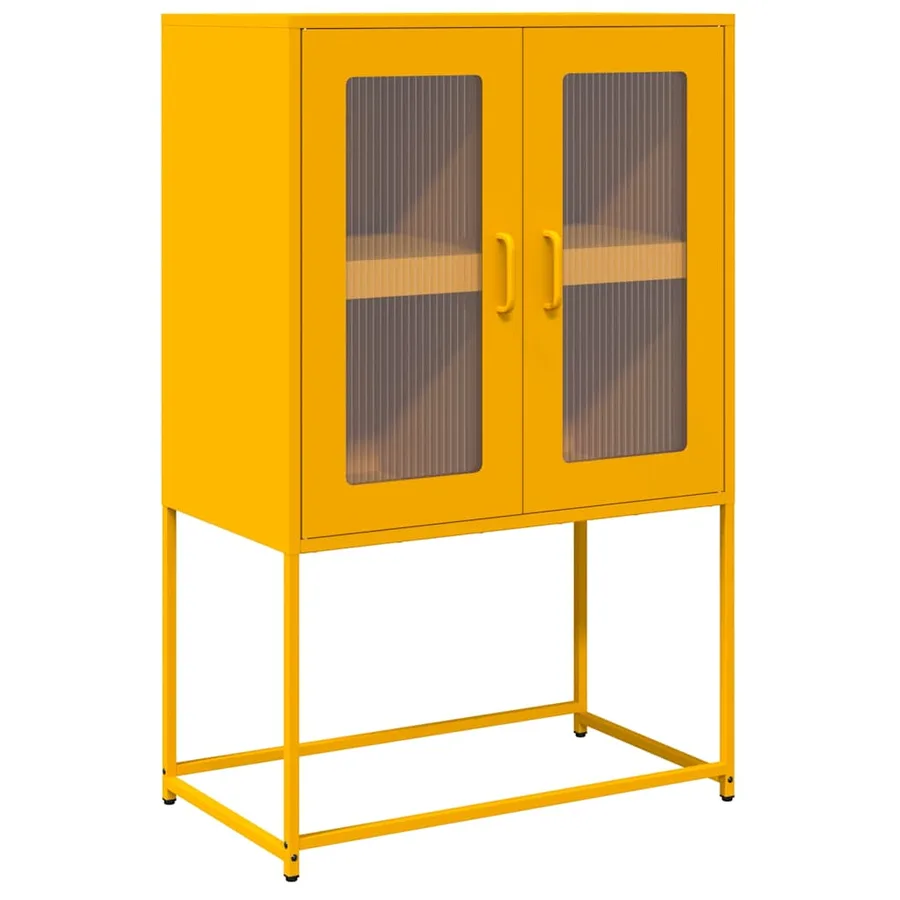 Buffet haut jaune moutarde 68x39x107 cm acier - 2