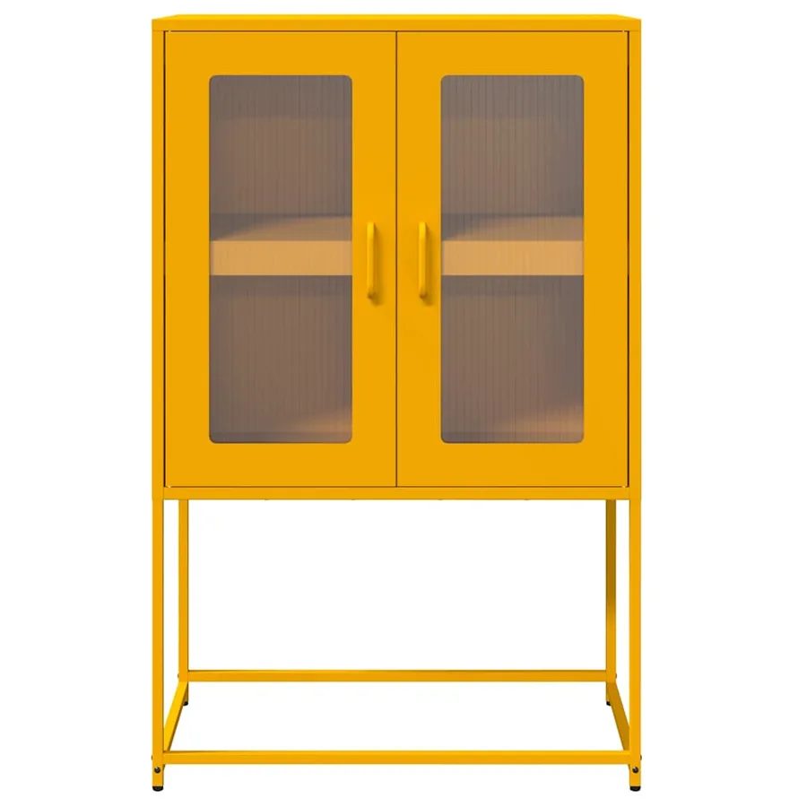 Buffet haut jaune moutarde 68x39x107 cm acier - 5