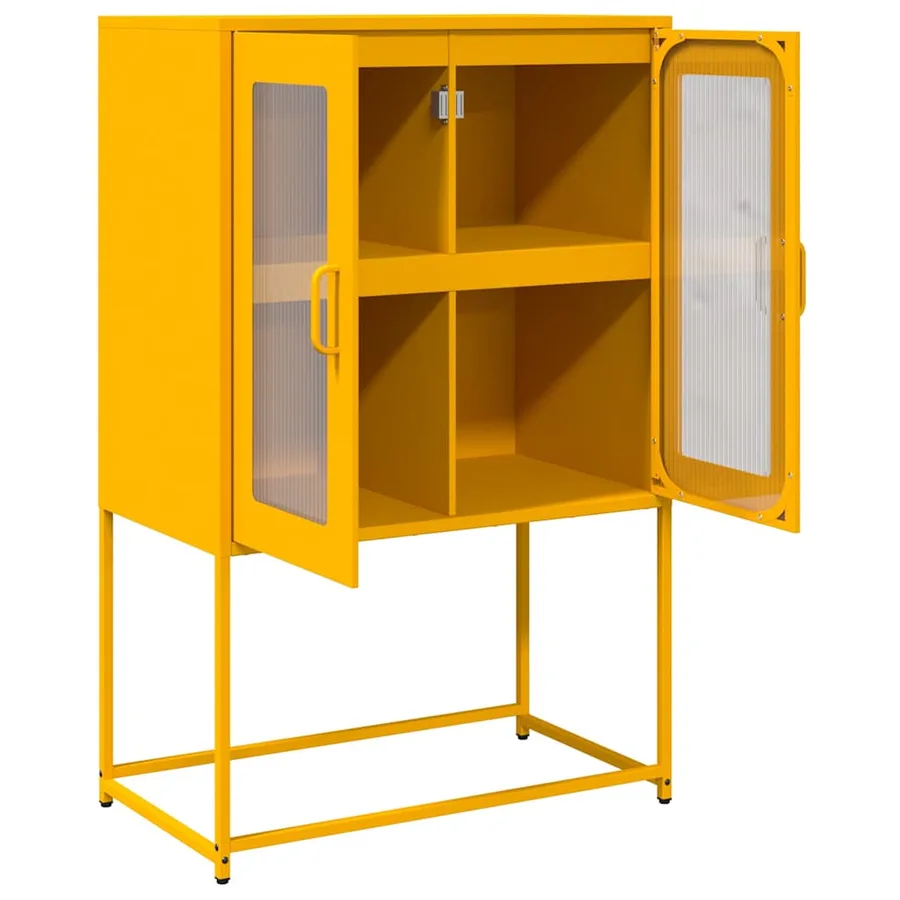 Buffet haut jaune moutarde 68x39x107 cm acier - 6