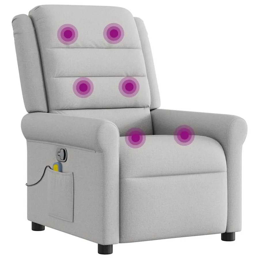 Fauteuil de massage inclinable gris nuage tissu - 7