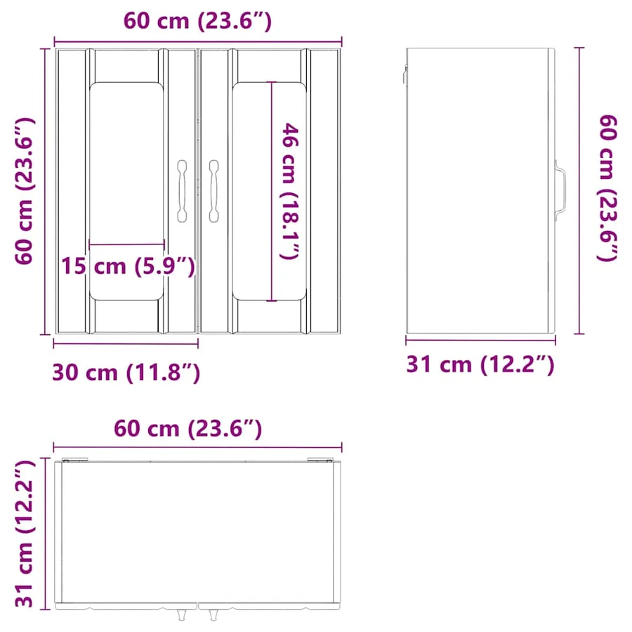 Armoire murale de cuisine avec porte en verre Lucca noir - 12