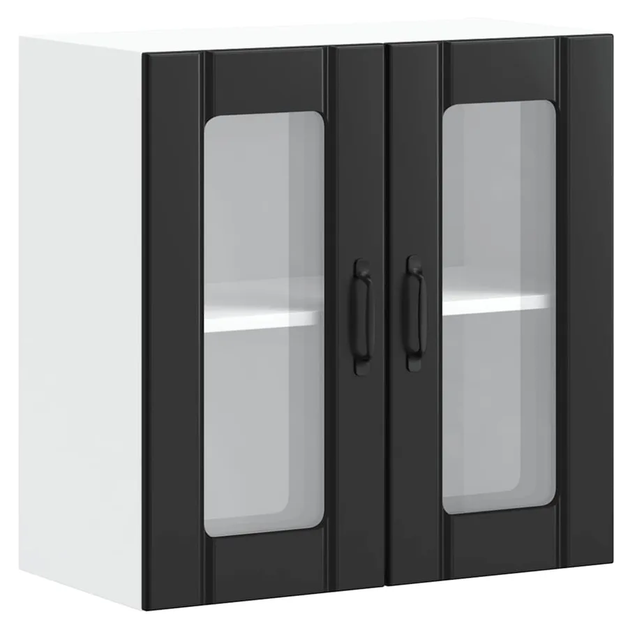 Armoire murale de cuisine avec porte en verre Lucca noir - 2