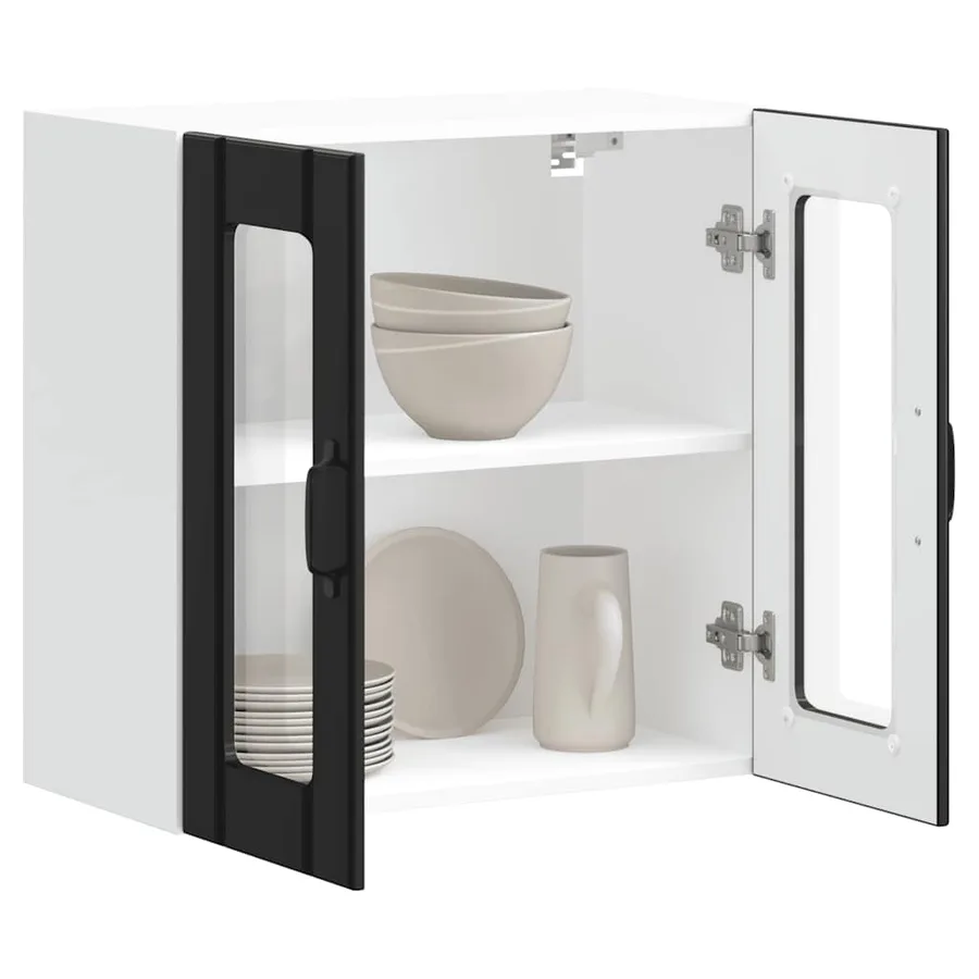 Armoire murale de cuisine avec porte en verre Lucca noir - 5