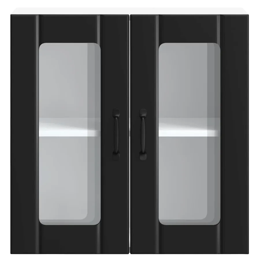 Armoire murale de cuisine avec porte en verre Lucca noir - 6