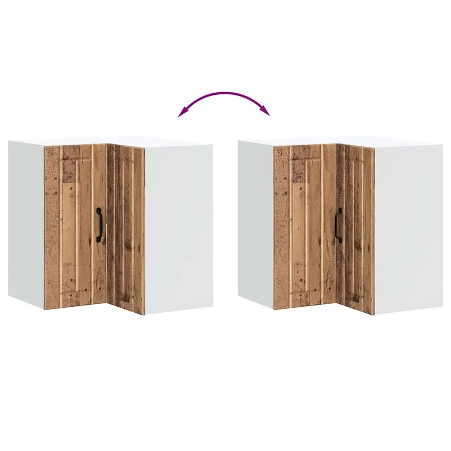 Armoire d'angle murale de cuisine Lucca vieux bois - 8