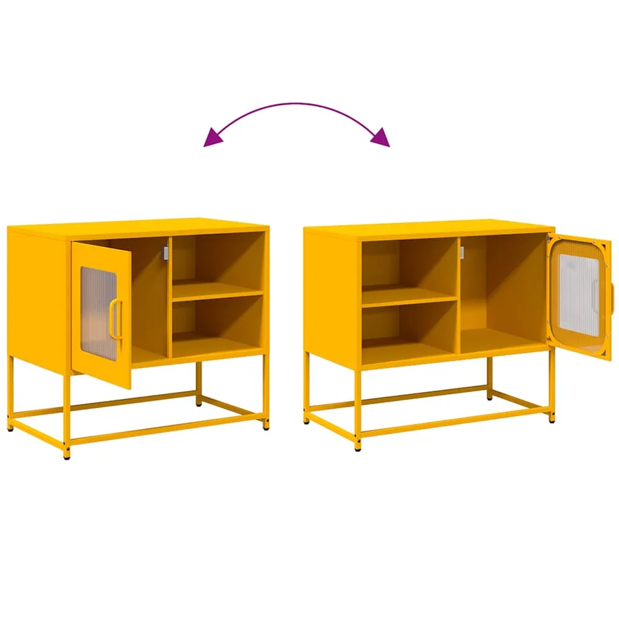Meuble TV jaune moutarde 68x39x60,5 cm acier - 10