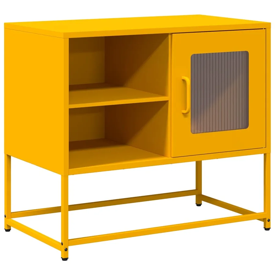 Meuble TV jaune moutarde 68x39x60,5 cm acier - 2