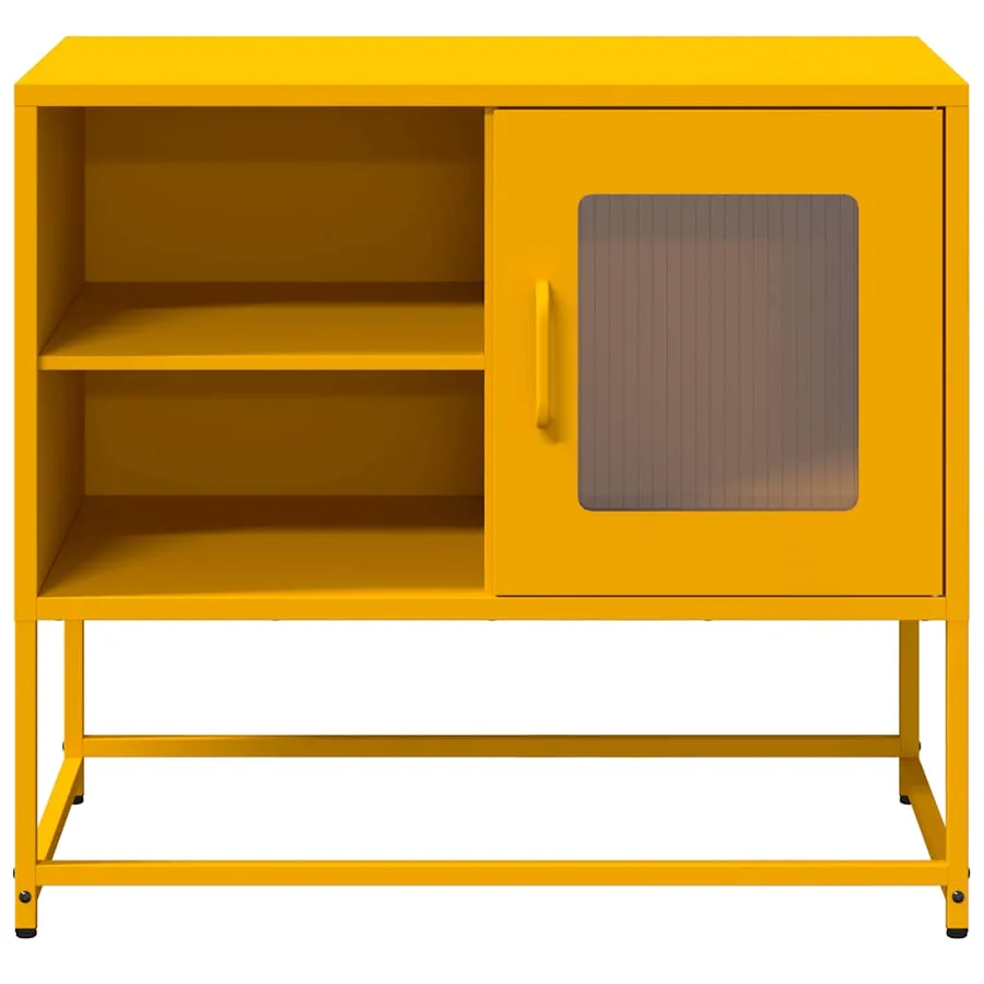 Meuble TV jaune moutarde 68x39x60,5 cm acier - 5