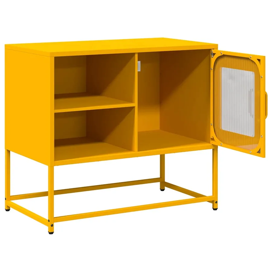 Meuble TV jaune moutarde 68x39x60,5 cm acier - 6