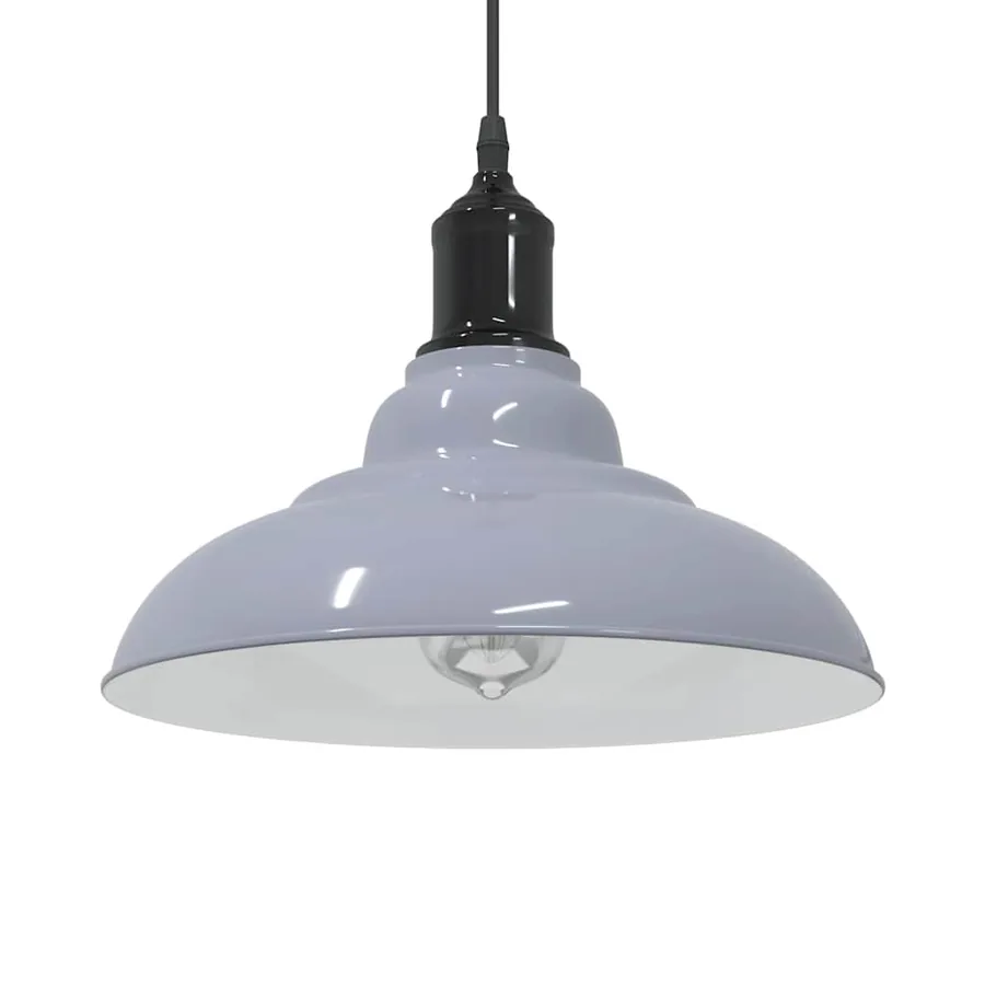 Lampe suspendue réglable hauteur E27 gris brillant Ø 31cm métal