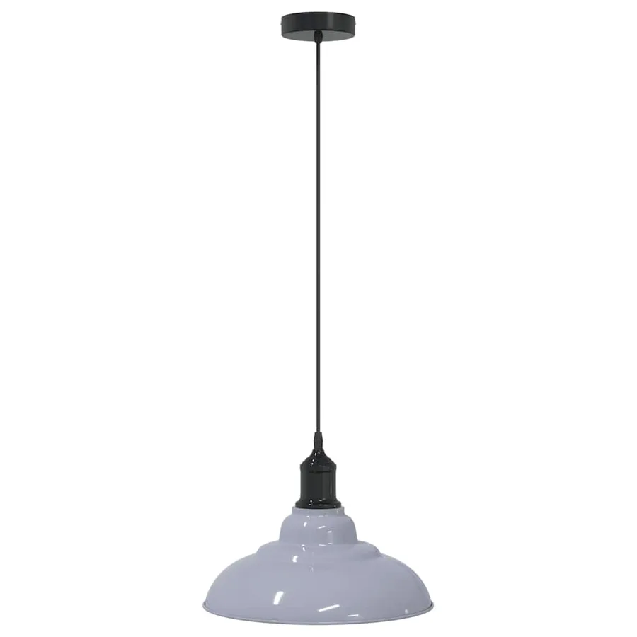 Lampe suspendue réglable hauteur E27 gris brillant Ø 31cm métal - 2