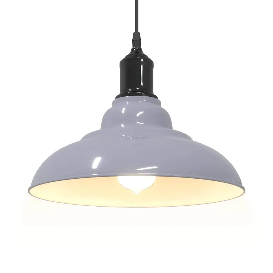 Lampe suspendue réglable hauteur E27 gris brillant Ø 31cm métal - 5
