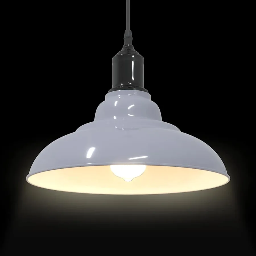 Lampe suspendue réglable hauteur E27 gris brillant Ø 31cm métal - 6