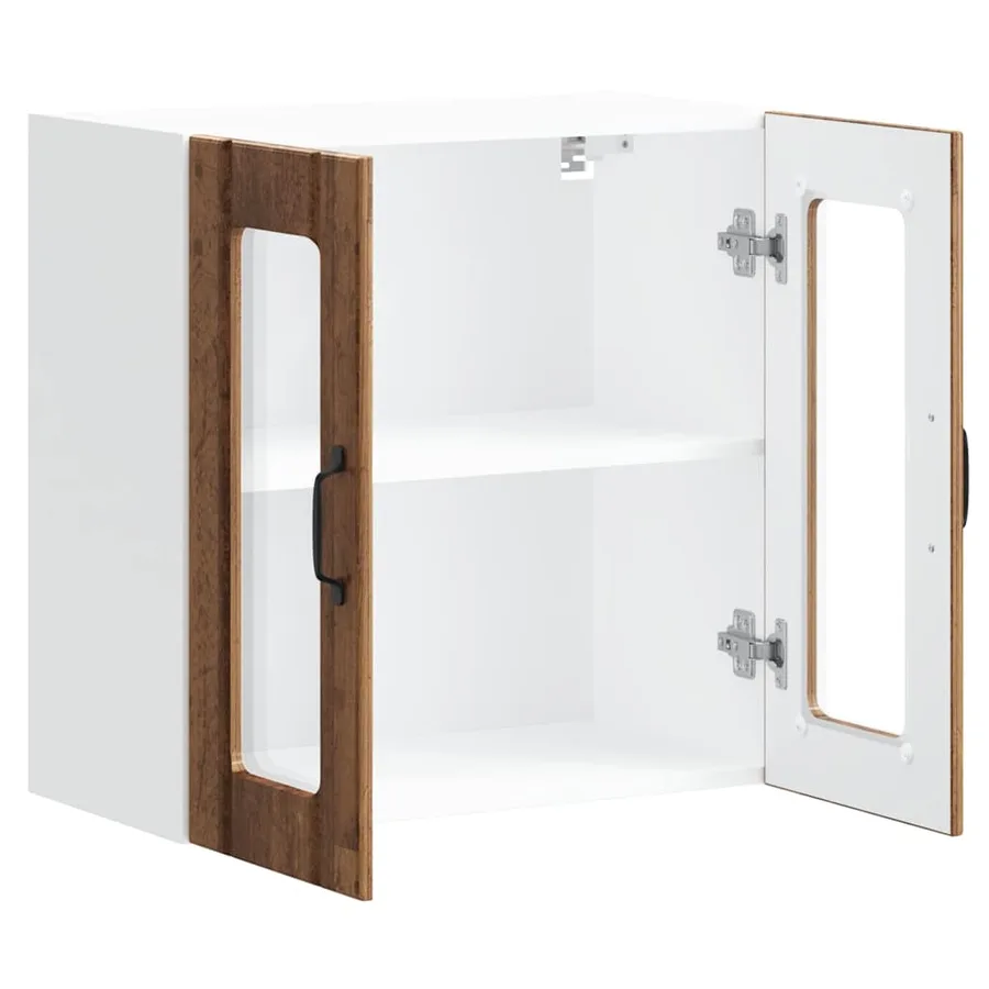 Armoire murale de cuisine avec porte vitrée "Lucca" Bois d'ingénierie ancien - 7