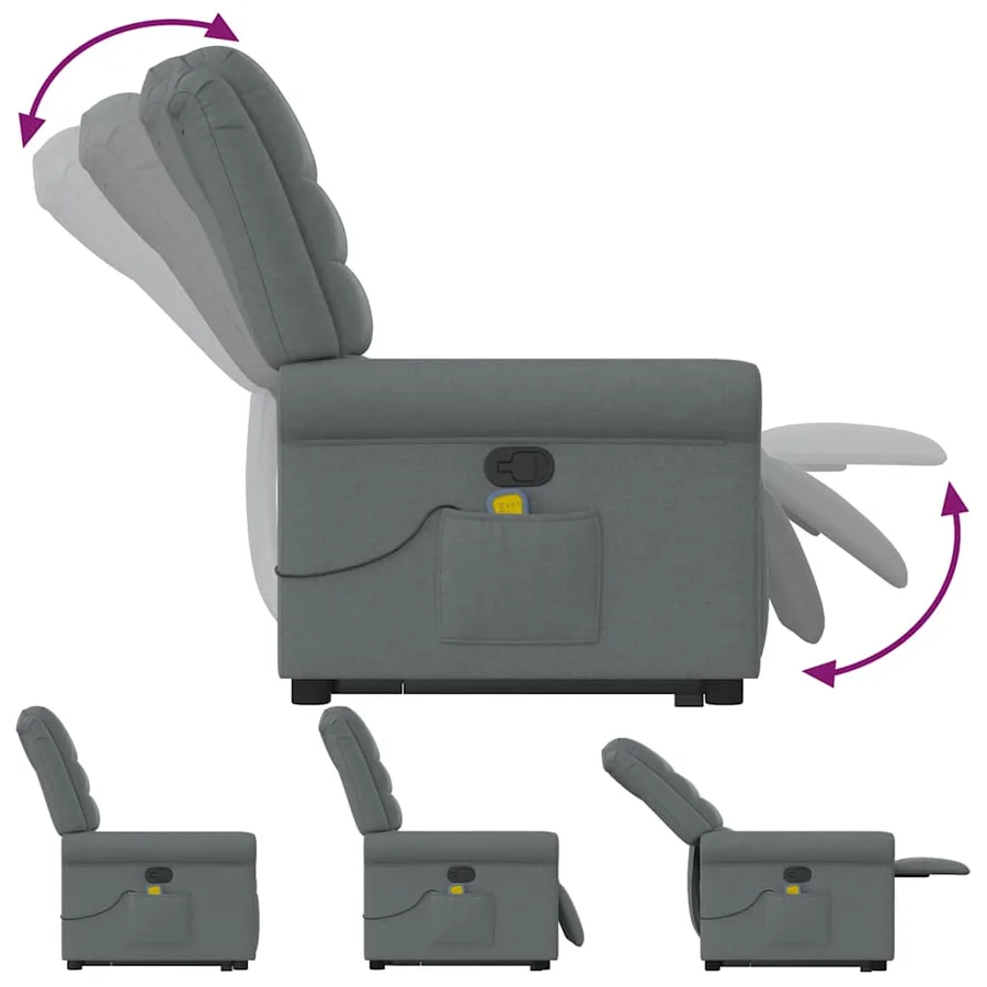 Fauteuil de massage inclinable Gris foncé Tissu - 8