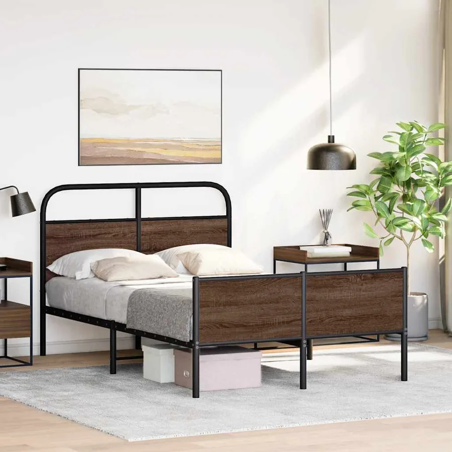 Cadre de lit sans matelas 120x200 cm chêne marron - 4