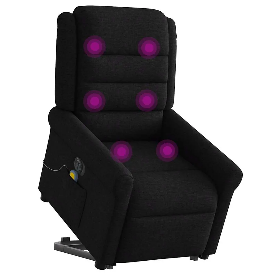 Fauteuil inclinable de massage électrique Noir Tissu - 2