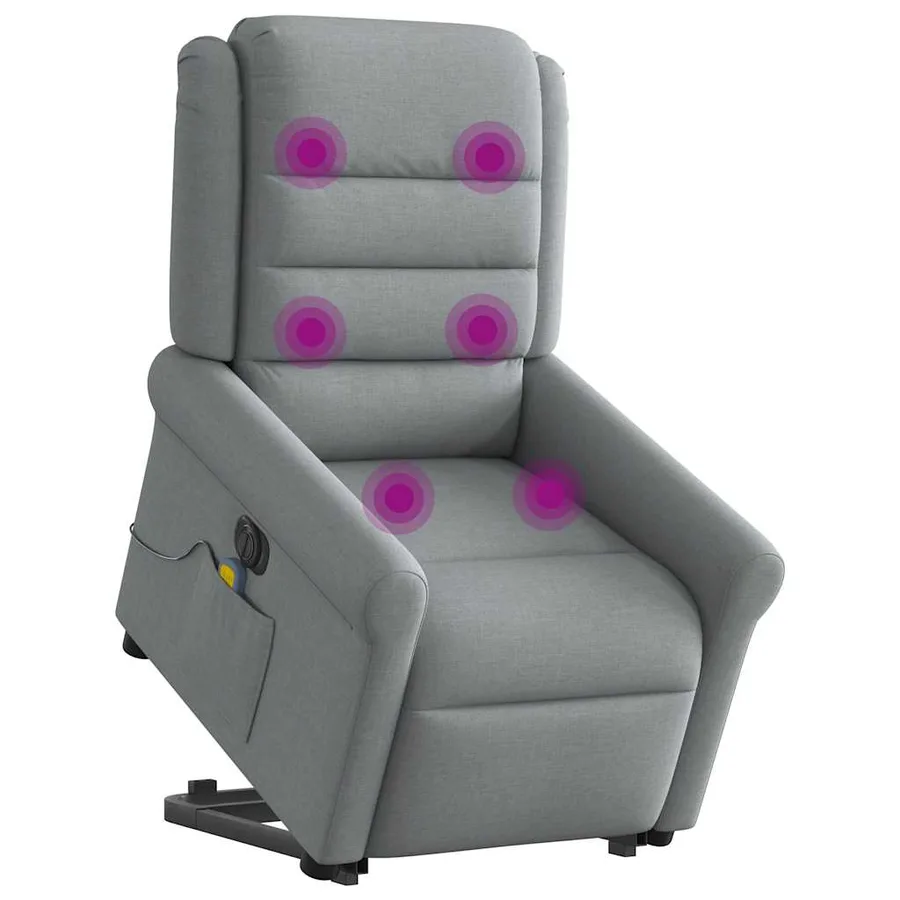 Fauteuil inclinable de massage électrique Gris clair Tissu - 2