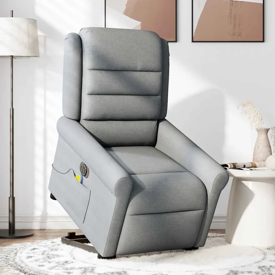 Fauteuil inclinable de massage électrique Gris clair Tissu - 3