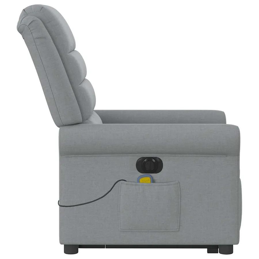 Fauteuil inclinable de massage électrique Gris clair Tissu - 6