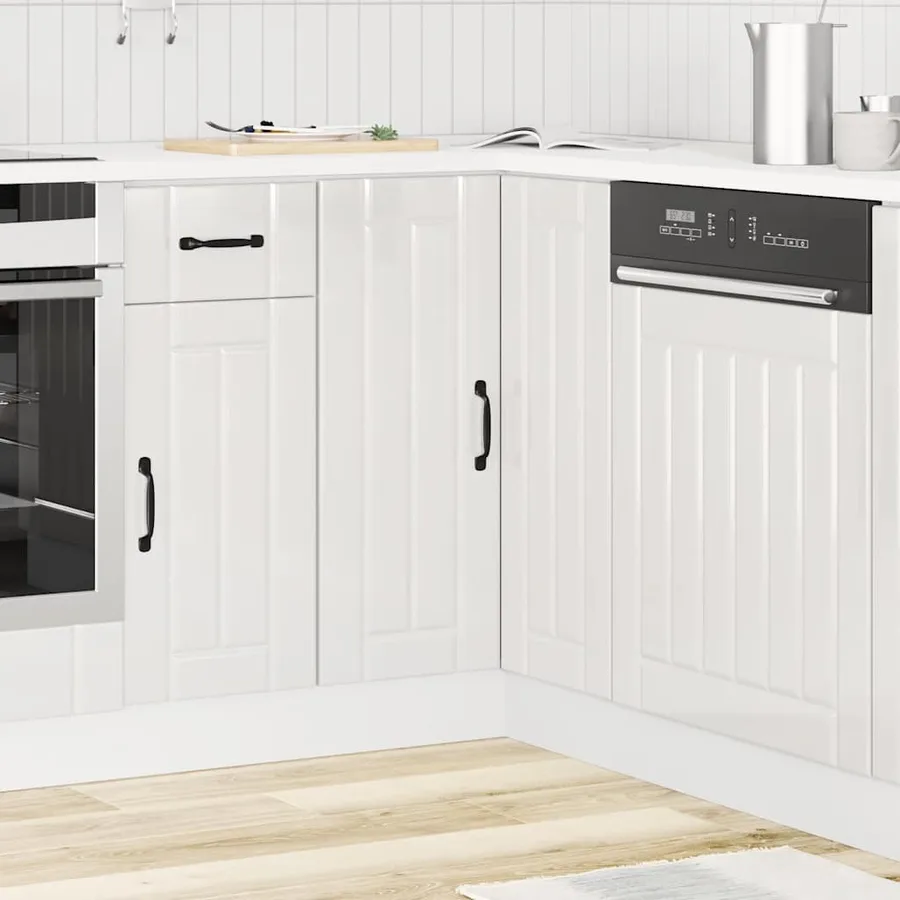 Armoire d'angle de cuisine Lucca blanc brillant bois ingénierie - 3