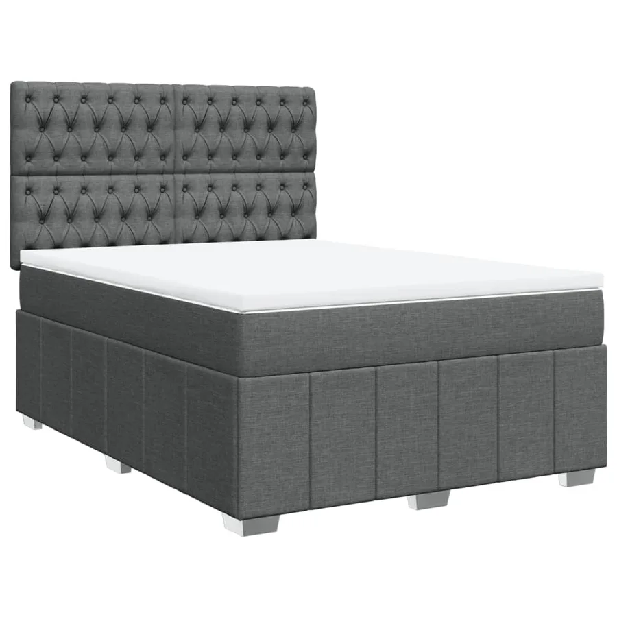 Sommier à lattes de lit avec matelas Gris foncé 140x200cm Tissu - 2