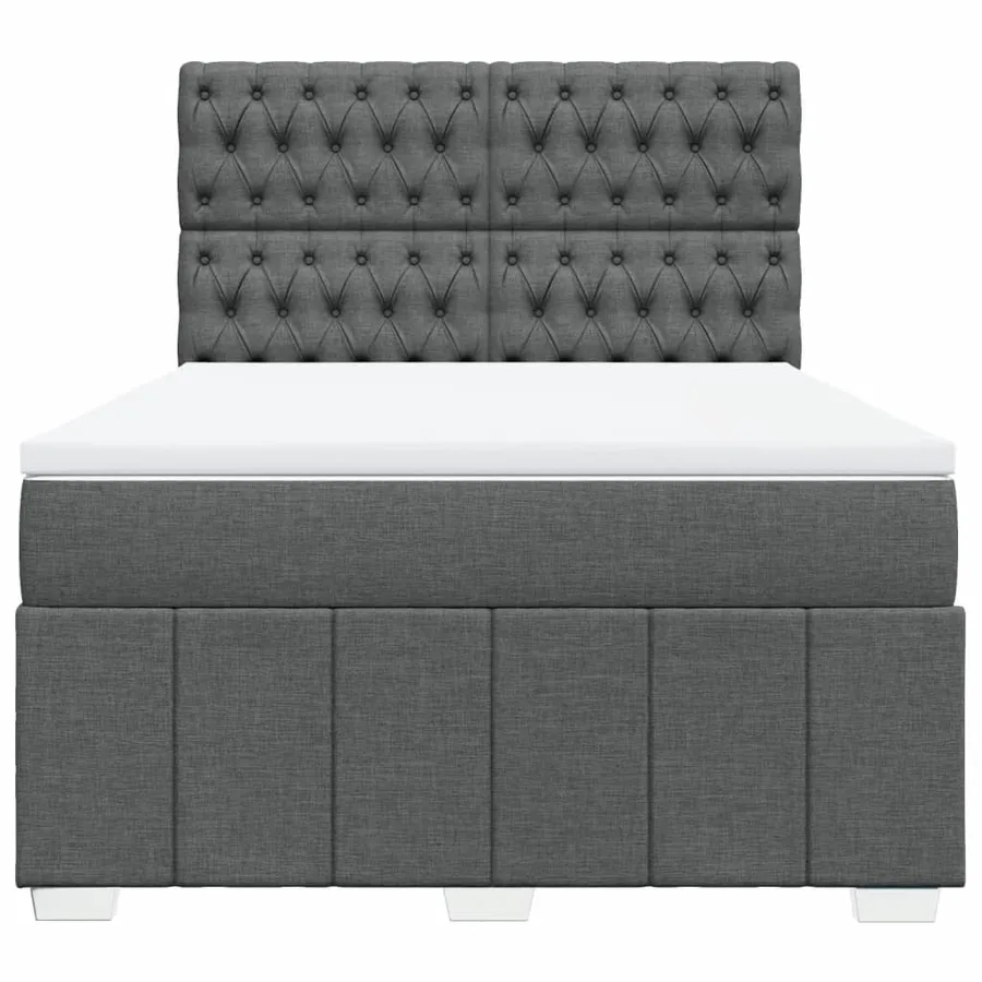 Sommier à lattes de lit avec matelas Gris foncé 140x200cm Tissu - 7