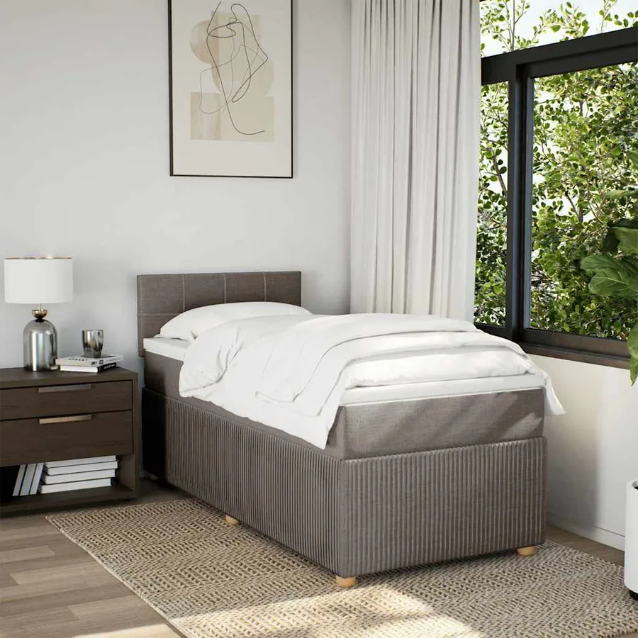 Sommier à lattes de lit avec matelas Taupe 80x200 cm Tissu - 4