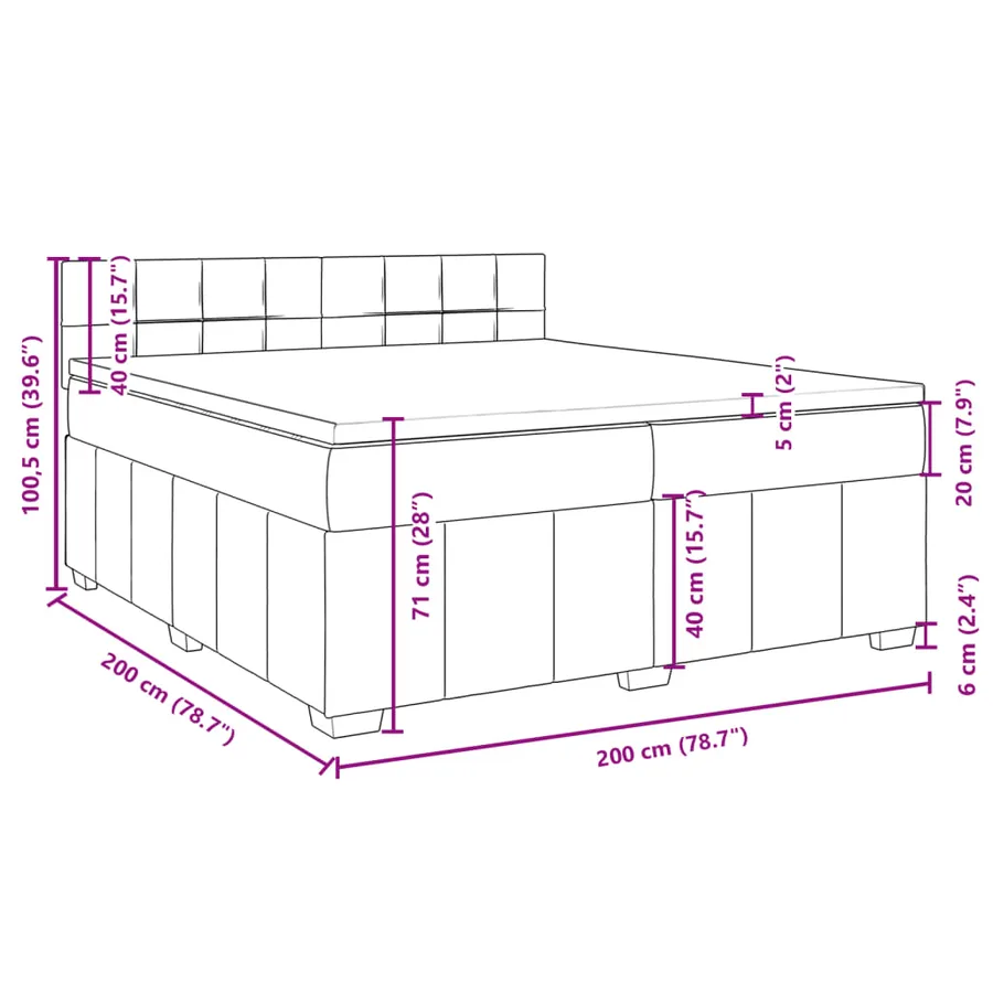 Sommier à lattes de lit avec matelas Crème 200x200 cm Tissu - 13
