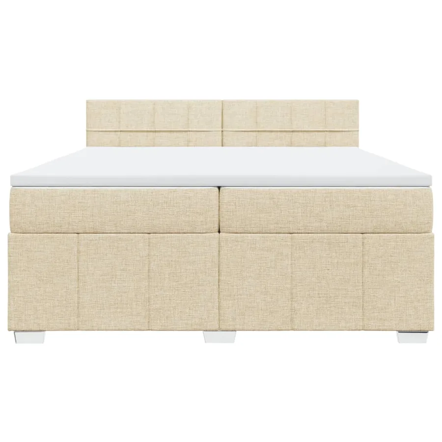 Sommier à lattes de lit avec matelas Crème 200x200 cm Tissu - 4